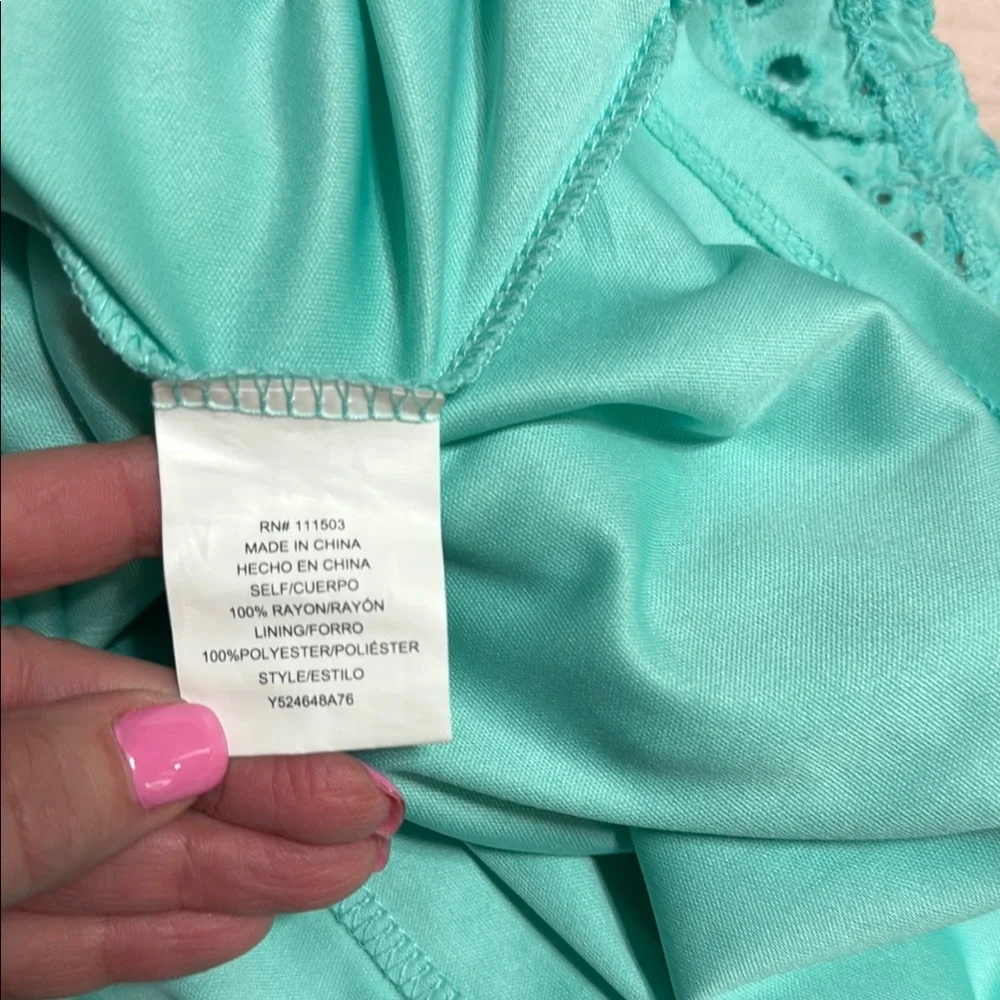 Elegant Turquoise Sleeveless Dress - Picture 6 of 6